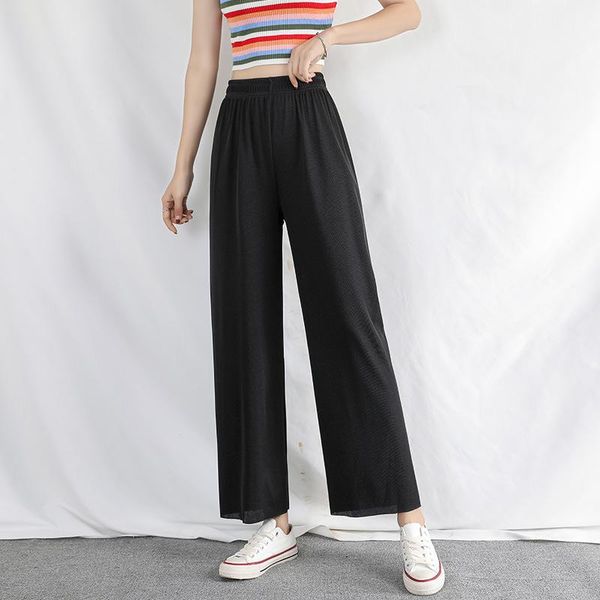 women's pants & capris women ice silk wide-leg thin nine-point knitted high waist pleated loose korean version elastic solid trousers, Black;white
women's pants & capris women ice silk wide-leg thin nine-point knitted high waist pleated loose korean version elastic solid trousers, Black;white