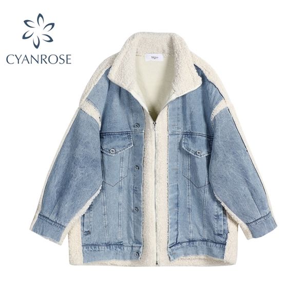 casual thick warm winter coat for women oversized autumn fashion lamb wool patchwork jean denim jackets snow basic female 210430, Black;brown
casual thick warm winter coat for women oversized autumn fashion lamb wool patchwork jean denim jackets snow basic female 210430, Black;brown