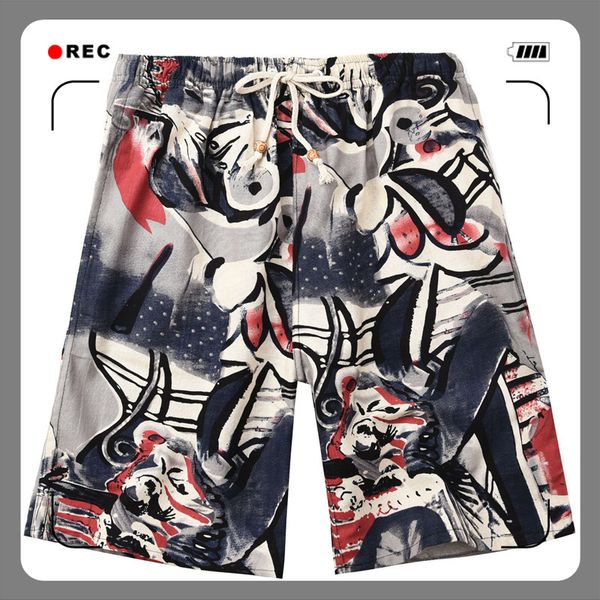 2021 soccer shorts summer style cotton and linen printed big pants beach men's loose hamsik eee111, Black;red
2021 soccer shorts summer style cotton and linen printed big pants beach men's loose hamsik eee111, Black;red