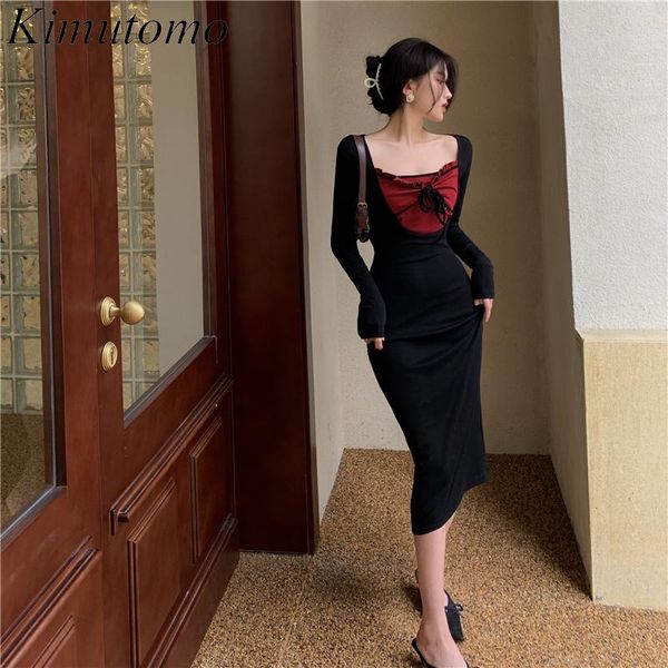 casual dresses kimutomo elegant knitted dress women autumn winter black red panelled patchwork female square collar slim long sleeve bodycon, Black;gray
casual dresses kimutomo elegant knitted dress women autumn winter black red panelled patchwork female square collar slim long sleeve bodycon, Black;gray
