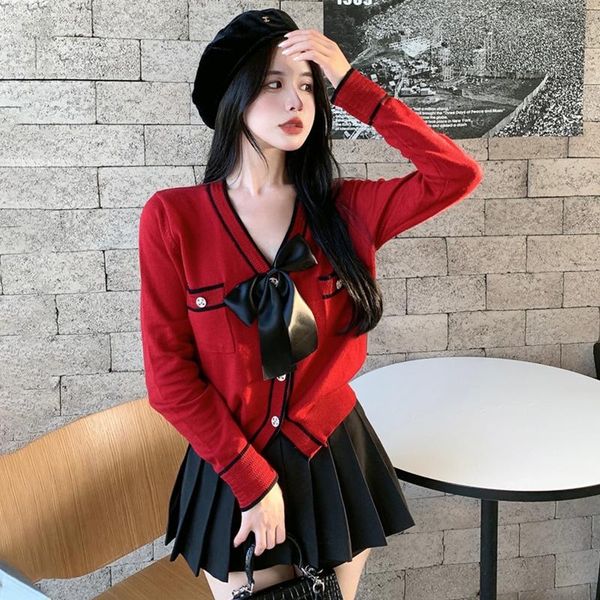 women's knits & tees autumn korean fashion clothes knitted women y2k bow vintage christmas red sweaters elegant lady v neck cardigan sw, White
women's knits & tees autumn korean fashion clothes knitted women y2k bow vintage christmas red sweaters elegant lady v neck cardigan sw, White
