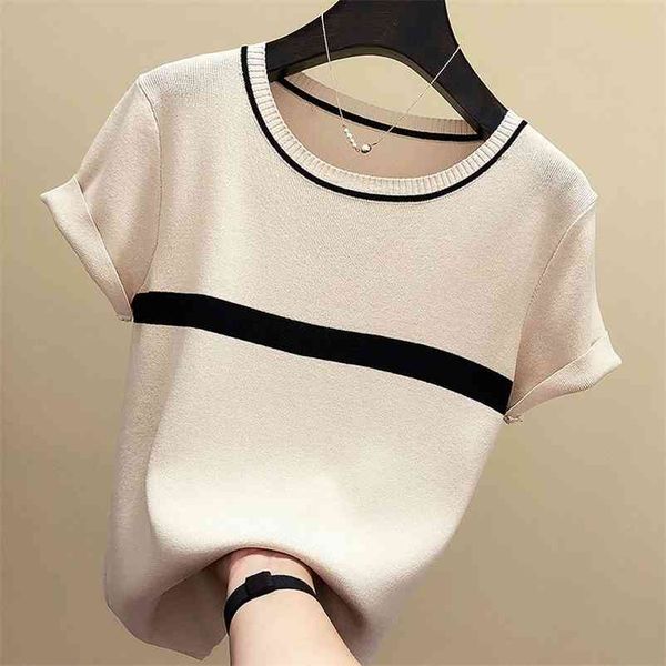shintimes thin knitted t shirt women clothes summer woman short sleeve tees striped casual t-shirt female tshirt femme 210320, White
shintimes thin knitted t shirt women clothes summer woman short sleeve tees striped casual t-shirt female tshirt femme 210320, White