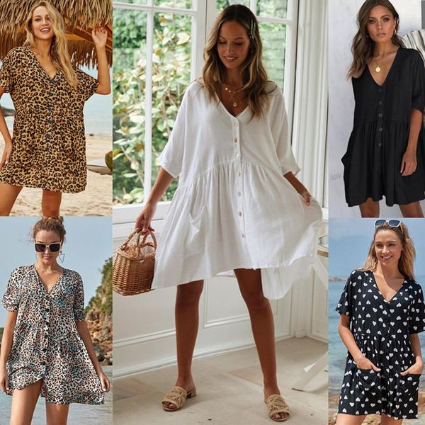 women's swimwear plus size casual beach dress bikini cover ups leopard printing saida de praia pareo tunic sarongs swim suit, White;black
women's swimwear plus size casual beach dress bikini cover ups leopard printing saida de praia pareo tunic sarongs swim suit, White;black