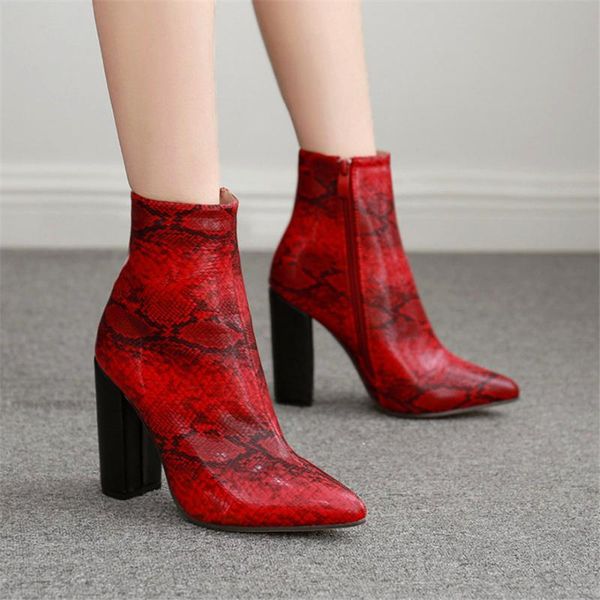 boots plus size 35-42 mid-tube women mixed colors snake print ladies shoes pointed woman square heels zip leather, Black 
boots plus size 35-42 mid-tube women mixed colors snake print ladies shoes pointed woman square heels zip leather, Black