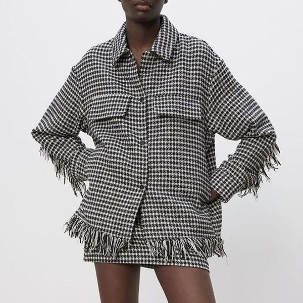 women's jackets womenspring autumn plaid loose coats long sleeve tassel pockets vintage female fashion street shirts jacket outerwear, Black;brown
women's jackets womenspring autumn plaid loose coats long sleeve tassel pockets vintage female fashion street shirts jacket outerwear, Black;brown