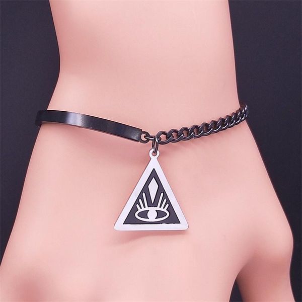 link, chain stainless steel triangle eyes bangle bracelets for women black color jewelry pulceras para mujer moda bxs02
link, chain stainless steel triangle eyes bangle bracelets for women black color jewelry pulceras para mujer moda bxs02
