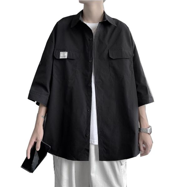 men's casual shirts 2021 summer big size men korean style baggy short sleeve loose hip hop clothes, White;black
men's casual shirts 2021 summer big size men korean style baggy short sleeve loose hip hop clothes, White;black