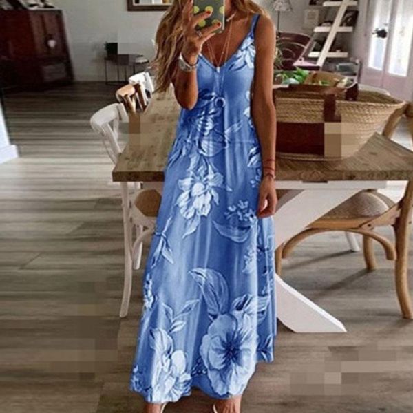 casual dresses women v-neck floral print long dress boho sleeveless beach maxi summer party sling holiday, Black;gray
casual dresses women v-neck floral print long dress boho sleeveless beach maxi summer party sling holiday, Black;gray