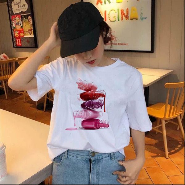 womens t shirt colourful ms. lipstick nail polish summer harajuku viper korea clothing women street cl, White
womens t shirt colourful ms. lipstick nail polish summer harajuku viper korea clothing women street cl, White