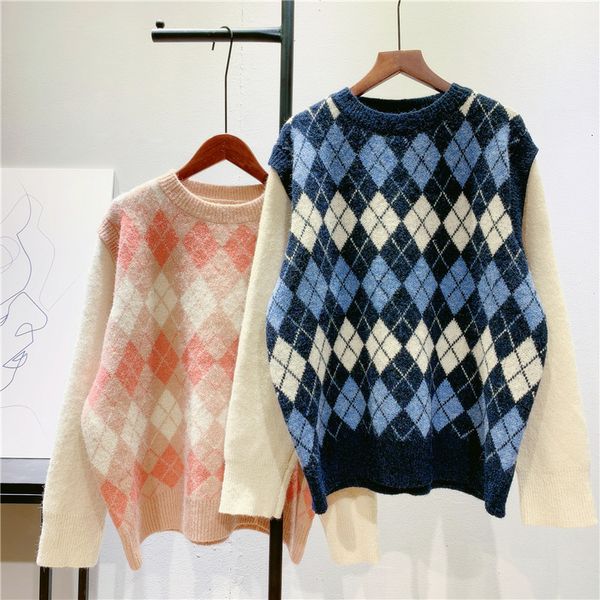 knits argyle sweaters women preppy style jumpers geometric jacquard knitted sweater students autumn winter pullovers top, White
knits argyle sweaters women preppy style jumpers geometric jacquard knitted sweater students autumn winter pullovers top, White