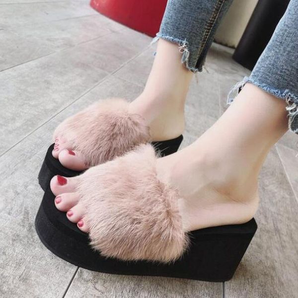 slippers women's furry flip flops ladies cute plush hair fur spring for women platform sandals, Black
slippers women's furry flip flops ladies cute plush hair fur spring for women platform sandals, Black
