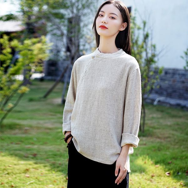 johnature irregular stand button cotton linen comfortable women t-shirt autumn loose fashion all-match t-shirts 210521, White
johnature irregular stand button cotton linen comfortable women t-shirt autumn loose fashion all-match t-shirts 210521, White