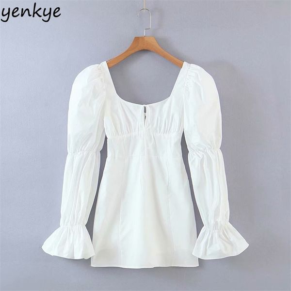 fashion women elegant square collar puff sleeve party pencil mini white dress spring autumn vestido 210514, Black;gray
fashion women elegant square collar puff sleeve party pencil mini white dress spring autumn vestido 210514, Black;gray