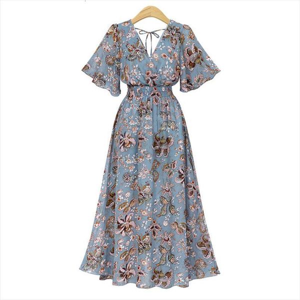 fashion boho long v neck women dress short sleeve floral print belt hem beach elegant, Black;gray
fashion boho long v neck women dress short sleeve floral print belt hem beach elegant, Black;gray
