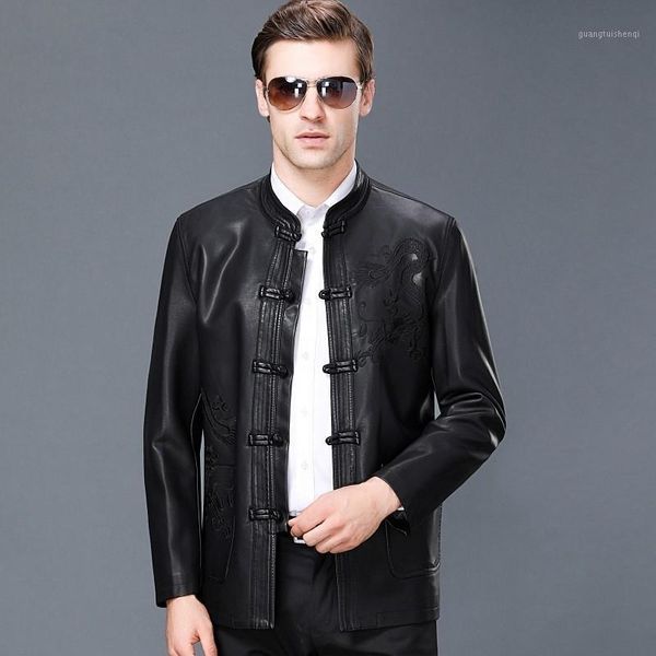 men's fur & faux spring male business leather jacket clothing suit collar single chinese button breasted genuine coat tang, Black
men's fur & faux spring male business leather jacket clothing suit collar single chinese button breasted genuine coat tang, Black