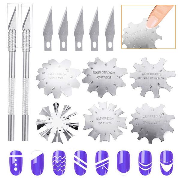 nail art kits 13pcs french trimmer manicure edge stainless steel tip cutter with 2 handles and 5 spare blades
nail art kits 13pcs french trimmer manicure edge stainless steel tip cutter with 2 handles and 5 spare blades