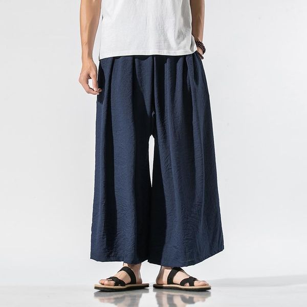 men summer cotton linen loose thin casual pant male japan streetwear wide leg kimono 5 colors ankle-length pants pleated men's, Black
men summer cotton linen loose thin casual pant male japan streetwear wide leg kimono 5 colors ankle-length pants pleated men's, Black