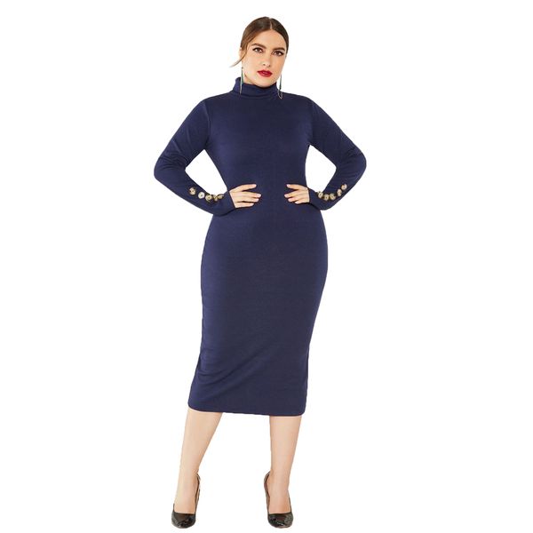 high elastic plus size 5xl knit autumn dress winter clothes single row button turtleneck sweater dresses bodycon slim vestiods 210507, Black;gray
high elastic plus size 5xl knit autumn dress winter clothes single row button turtleneck sweater dresses bodycon slim vestiods 210507, Black;gray