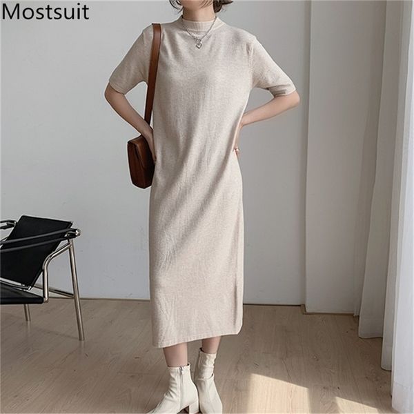 autumn korean knitted women long dress short sleeve o-neck solid fashion basic dresses elegant ladies straight vestidos 210513, Black;gray
autumn korean knitted women long dress short sleeve o-neck solid fashion basic dresses elegant ladies straight vestidos 210513, Black;gray