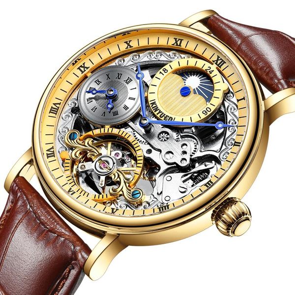 wristwatches kinyued men's multifunctional skeleton luminous dual time dial automatic mechanical watch fashion business waterproof wris, Slivery;brown
wristwatches kinyued men's multifunctional skeleton luminous dual time dial automatic mechanical watch fashion business waterproof wris, Slivery;brown
