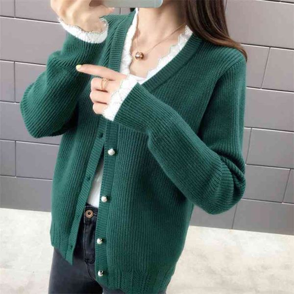 spring stitching lace v-neck knitted cardigan women korean style loose shawl sweater jacket 210427, White;black
spring stitching lace v-neck knitted cardigan women korean style loose shawl sweater jacket 210427, White;black
