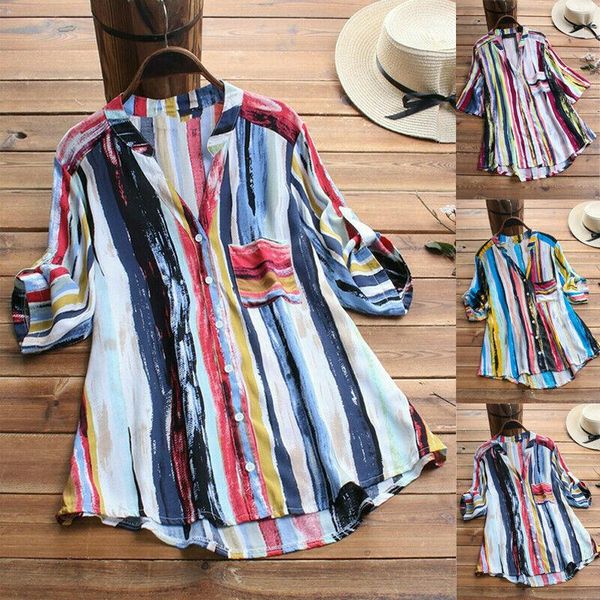 style women shirts summer stripe half sleeve baggy tunic cotton with pocket button loose v neck fashion 2021 women's blouses, White
style women shirts summer stripe half sleeve baggy tunic cotton with pocket button loose v neck fashion 2021 women's blouses, White