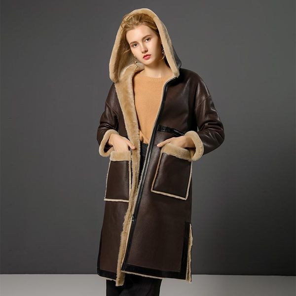 women's fur & faux arrival luxury women real merino sheep jacket with hooded pocket warm fashion girl natural sheepskin outerwear, Black
women's fur & faux arrival luxury women real merino sheep jacket with hooded pocket warm fashion girl natural sheepskin outerwear, Black