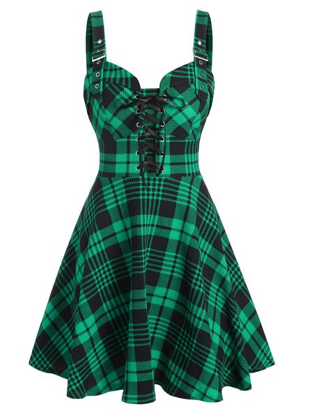 2021wipalo plus size 3xl casual dress plaid print lace-up front buckle strap dress women sleeveless a line mini dress vestidos femme, Black;gray
2021wipalo plus size 3xl casual dress plaid print lace-up front buckle strap dress women sleeveless a line mini dress vestidos femme, Black;gray