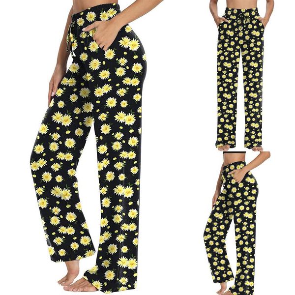 50# women's casual pants elastic waist daisy flower print leggings women string side fitness pocket leggins pantalones de mujer, Black
50# women's casual pants elastic waist daisy flower print leggings women string side fitness pocket leggins pantalones de mujer, Black