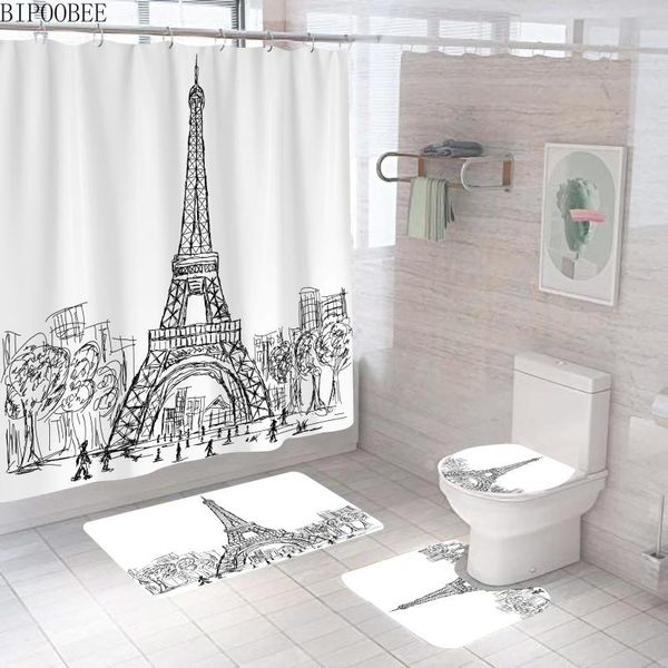 eiffel tower sketch pattern shower curtains waterproof white bathroom curtain toilet lid cover bath mats non-slip carpet
eiffel tower sketch pattern shower curtains waterproof white bathroom curtain toilet lid cover bath mats non-slip carpet