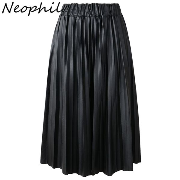 neophil summer ladies black pu faux leather skirts midi pleated high waist vintage basic mid-calf women longa saia s1927 210325
neophil summer ladies black pu faux leather skirts midi pleated high waist vintage basic mid-calf women longa saia s1927 210325
