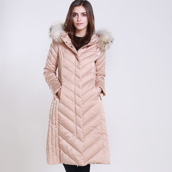 long women's hooded raccoon dog hair collar white duck down lightweight jacket slim warm, Black
long women's hooded raccoon dog hair collar white duck down lightweight jacket slim warm, Black