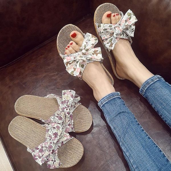 linen slippers female summer home indoor korean version of bow sweet and non-slip household floor sandals, Black
linen slippers female summer home indoor korean version of bow sweet and non-slip household floor sandals, Black