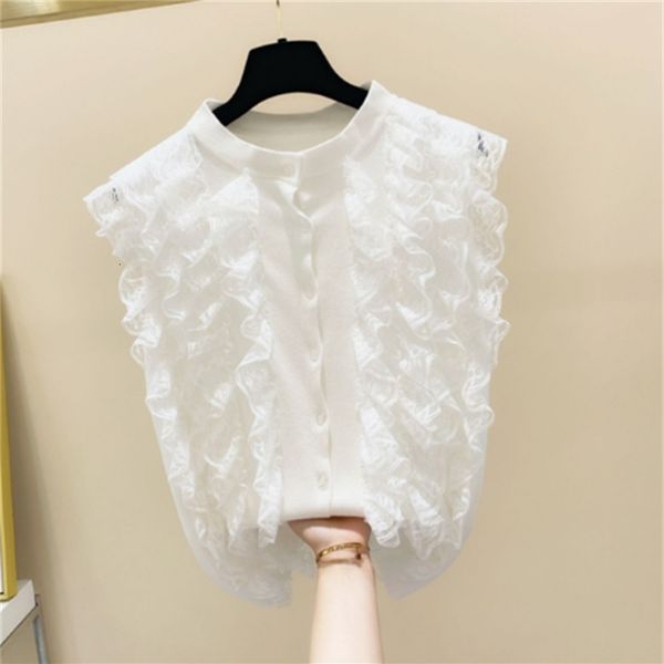 blouses lace panel sleeveless ruffled stand collar women summer knitted shirt ladies slim shirts blusas mujer, White
blouses lace panel sleeveless ruffled stand collar women summer knitted shirt ladies slim shirts blusas mujer, White