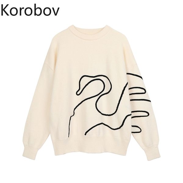 korobov harajuku streetwear o neck long sleeve sweater korean cartoon embroidery pullovers preppy style high street sueter mujer 210430, White;black
korobov harajuku streetwear o neck long sleeve sweater korean cartoon embroidery pullovers preppy style high street sueter mujer 210430, White;black