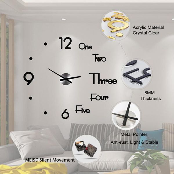 wall clocks modern frameless diy 3d clock design adjustable fashion mirror sticker living room decor
wall clocks modern frameless diy 3d clock design adjustable fashion mirror sticker living room decor