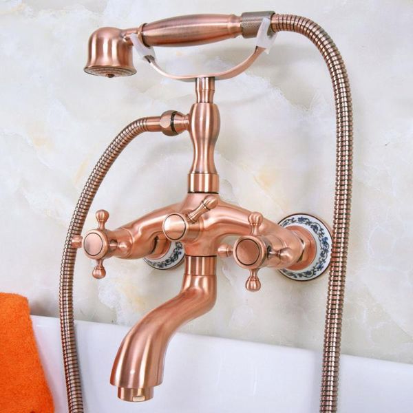 antique red copper brass wall mounted bathroom clawfoot tub faucet mixer tap telephone shower head dual cross handles ana324 sets
antique red copper brass wall mounted bathroom clawfoot tub faucet mixer tap telephone shower head dual cross handles ana324 sets