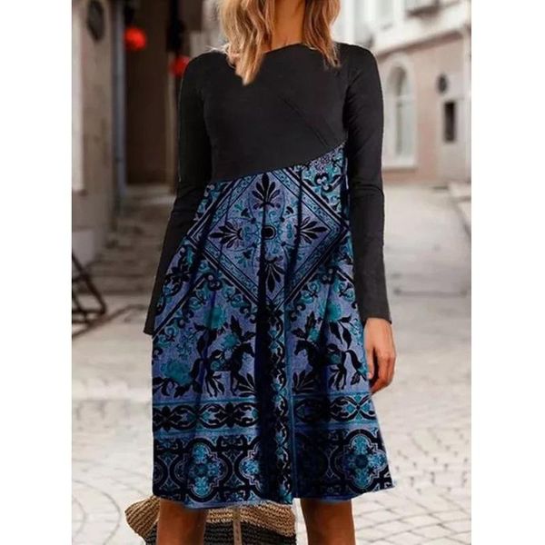 casual dresses autumn fashion long sleeve o neck pleated women dress vintage retro floral print patchwork midi, Black;gray
casual dresses autumn fashion long sleeve o neck pleated women dress vintage retro floral print patchwork midi, Black;gray