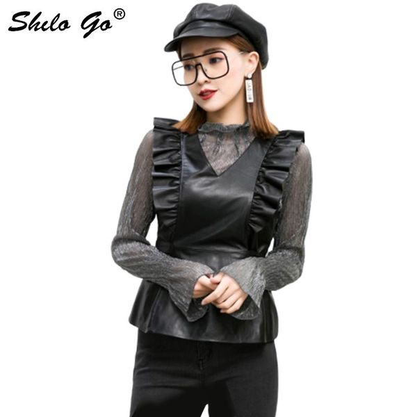 women's vests ruffles leather vest women summer v neck sleeveless sheepskin genuine pullovers elegant a line female short, Black;white
women's vests ruffles leather vest women summer v neck sleeveless sheepskin genuine pullovers elegant a line female short, Black;white
