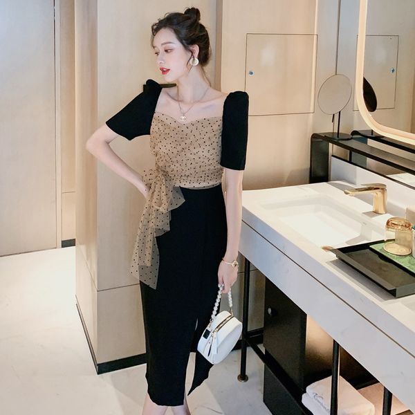arrival fashions up as elegant women's party summer mesh sleeves square collar black temperament sharing dress pencils, Black;gray
arrival fashions up as elegant women's party summer mesh sleeves square collar black temperament sharing dress pencils, Black;gray