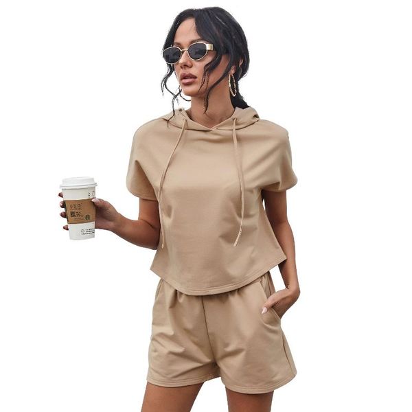 women's tracksuits urban leisure sweet 2021 summer solid color hooded sweater short-sleeved shorts suit two-piece, Gray
women's tracksuits urban leisure sweet 2021 summer solid color hooded sweater short-sleeved shorts suit two-piece, Gray