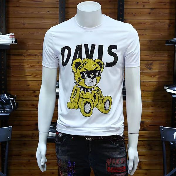 men's t-shirts rhinestone printing bear slim 2022 summer new trend streetwear mercerized cotton male clothes black white m-4xl, White;black
men's t-shirts rhinestone printing bear slim 2022 summer new trend streetwear mercerized cotton male clothes black white m-4xl, White;black