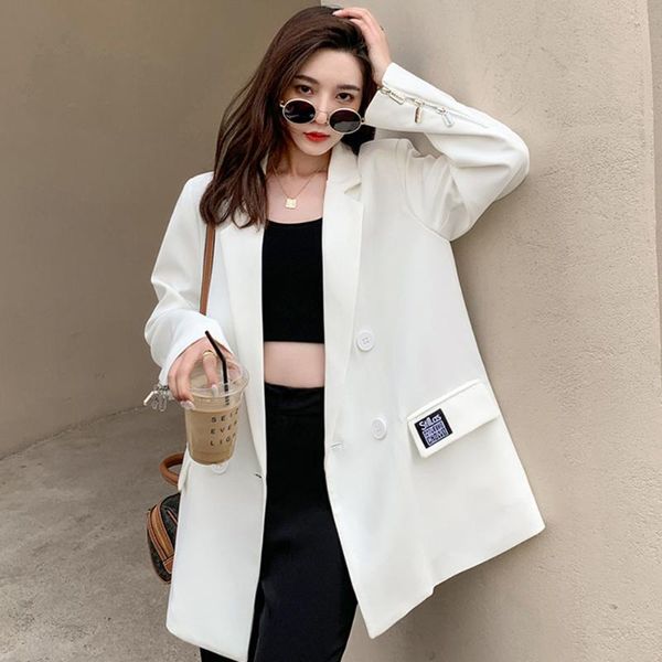 women's suits & blazers elegant black blazer female 2021 spring and autumn cuff zipper design korean style british personalized casual, White;black
women's suits & blazers elegant black blazer female 2021 spring and autumn cuff zipper design korean style british personalized casual, White;black