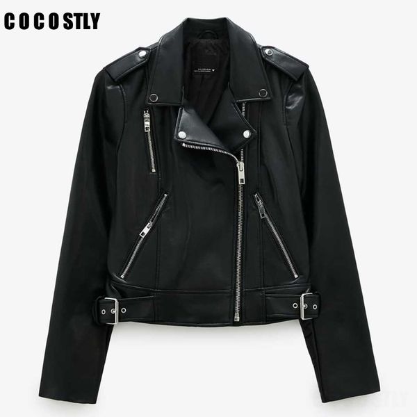 new za jaet women bla faux leather jaets zipper coat turn-down motor biker jaet belt veste femme autumn winter jaets, Black
new za jaet women bla faux leather jaets zipper coat turn-down motor biker jaet belt veste femme autumn winter jaets, Black