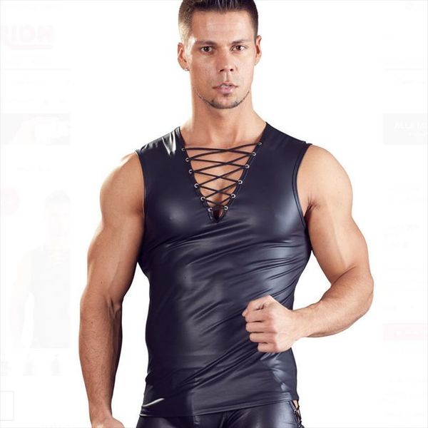 fashion men faux leather solid black tank slim fitness sleeveless tights nightclub stage ds show, White;black
fashion men faux leather solid black tank slim fitness sleeveless tights nightclub stage ds show, White;black