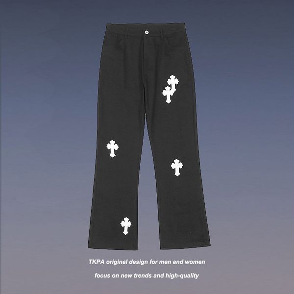 crosin tkpa guochaogao street black and white cross stitching embroidered micro trumpet pants vibe style hip hop loos, White;black
crosin tkpa guochaogao street black and white cross stitching embroidered micro trumpet pants vibe style hip hop loos, White;black