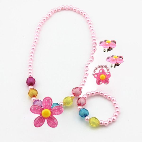 earrings & necklace 4pcs lovely girl kids sun flower bracelet rings earclip imitation pearls children sets eig88, Silver
earrings & necklace 4pcs lovely girl kids sun flower bracelet rings earclip imitation pearls children sets eig88, Silver