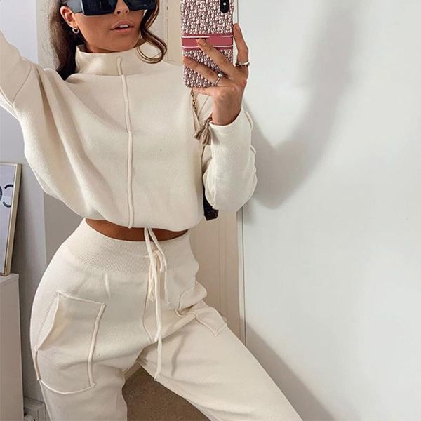 women's two piece pants women turtleneck cropped pullovers trousers set 2021 autumn lace up patchwork pocket sweatpants sets ladies cas, White
women's two piece pants women turtleneck cropped pullovers trousers set 2021 autumn lace up patchwork pocket sweatpants sets ladies cas, White