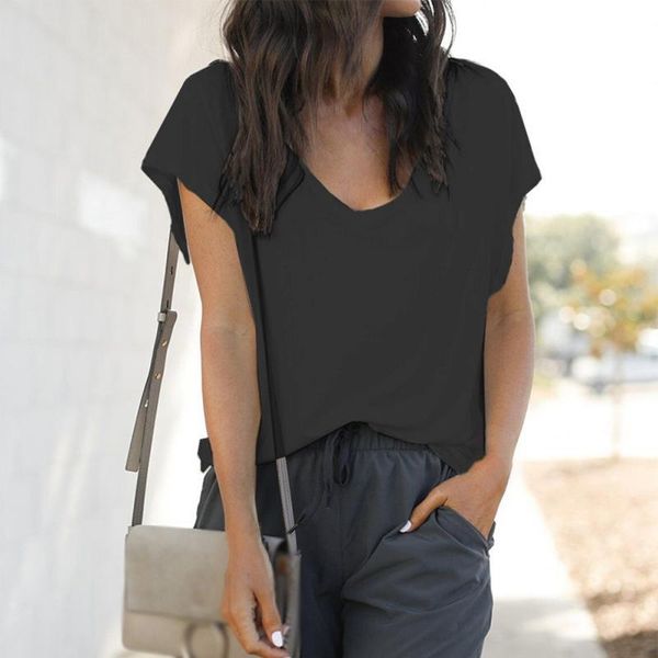 women's t-shirt fashion summer short sleeve for women solid color v-neck loose ladies casual basic t shirts, White
women's t-shirt fashion summer short sleeve for women solid color v-neck loose ladies casual basic t shirts, White