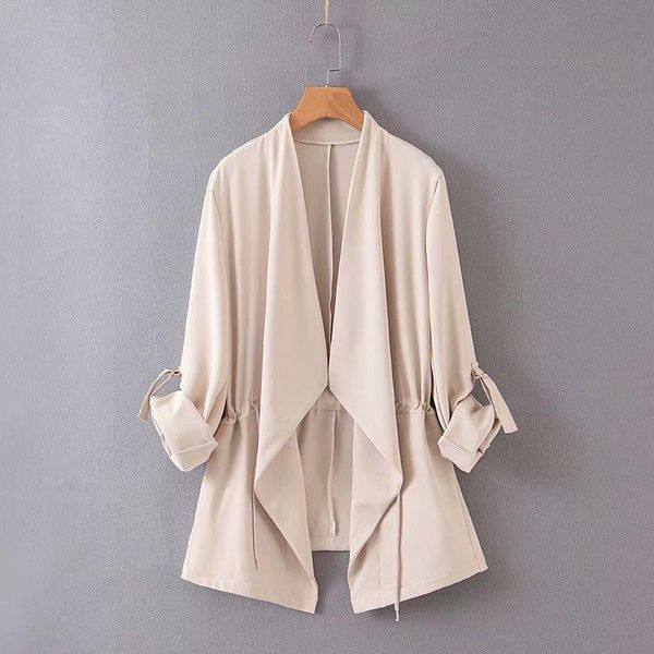 women's trench coats spring and autumn women long blazer sleeve coat office ladies solid loose pockets elegant cardigan ou, Tan;black
women's trench coats spring and autumn women long blazer sleeve coat office ladies solid loose pockets elegant cardigan ou, Tan;black